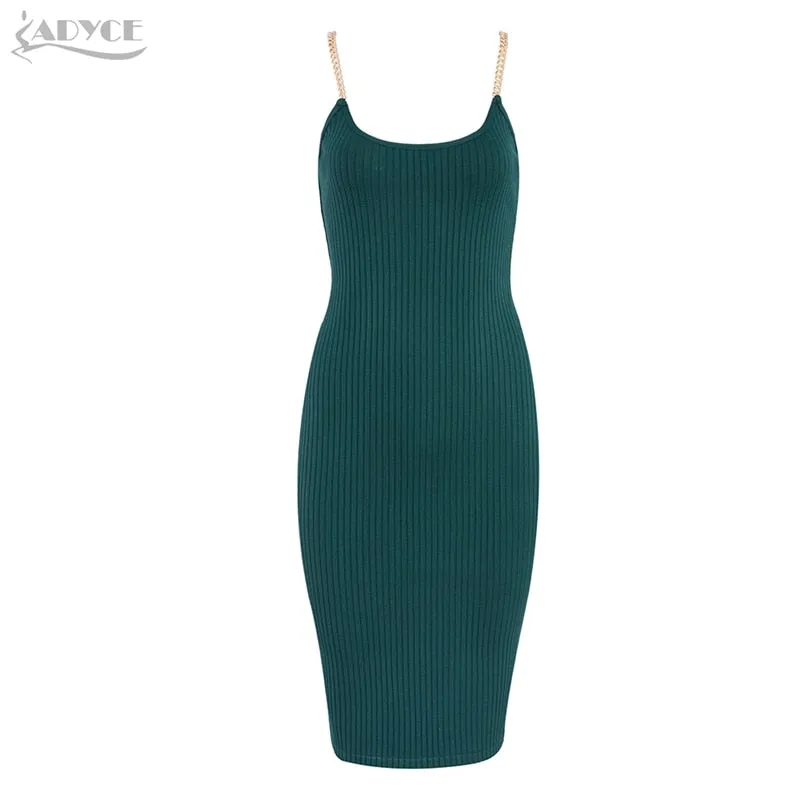 Adyce 2020 Neue Sommer Frauen Bodycon Verband Kleid Sexy Kette Spaghetti Strap Club Kleid Berühmtheit Abend Party Kleider Vestidos