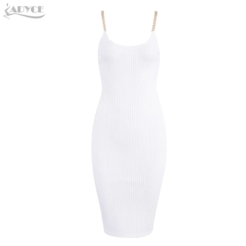 Adyce 2020 Neue Sommer Frauen Bodycon Verband Kleid Sexy Kette Spaghetti Strap Club Kleid Berühmtheit Abend Party Kleider Vestidos