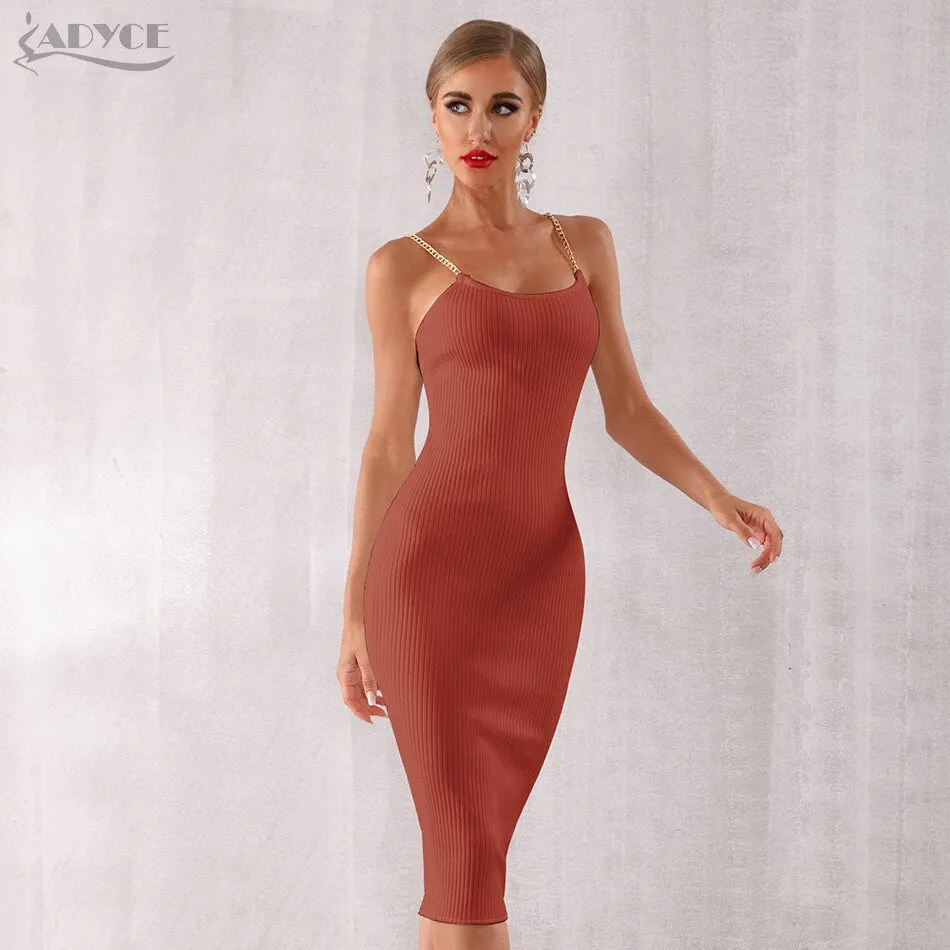 Adyce 2020 Neue Sommer Frauen Bodycon Verband Kleid Sexy Kette Spaghetti Strap Club Kleid Berühmtheit Abend Party Kleider Vestidos