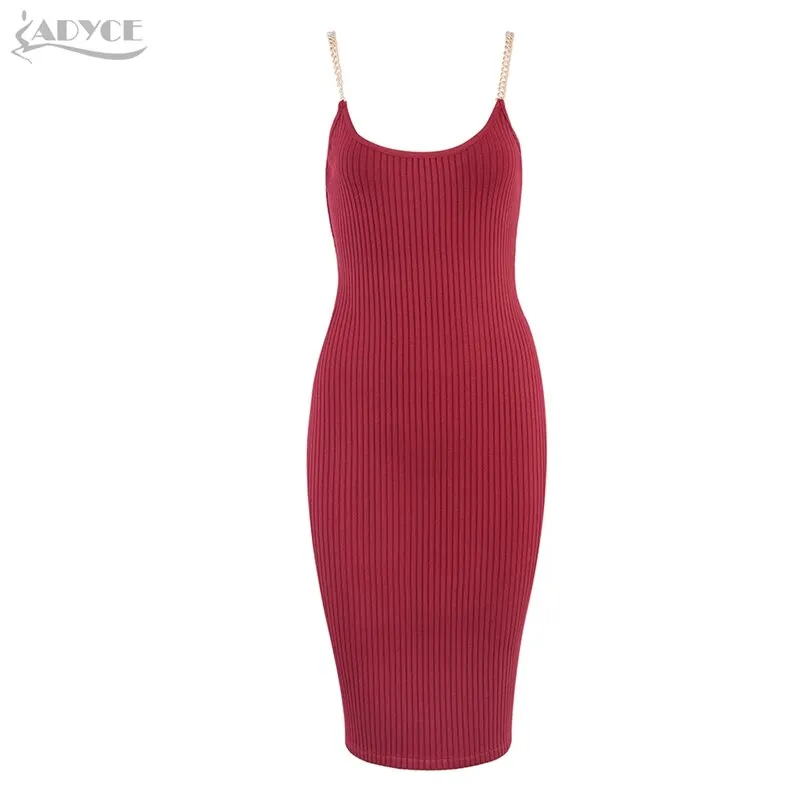 Adyce 2020 Neue Sommer Frauen Bodycon Verband Kleid Sexy Kette Spaghetti Strap Club Kleid Berühmtheit Abend Party Kleider Vestidos