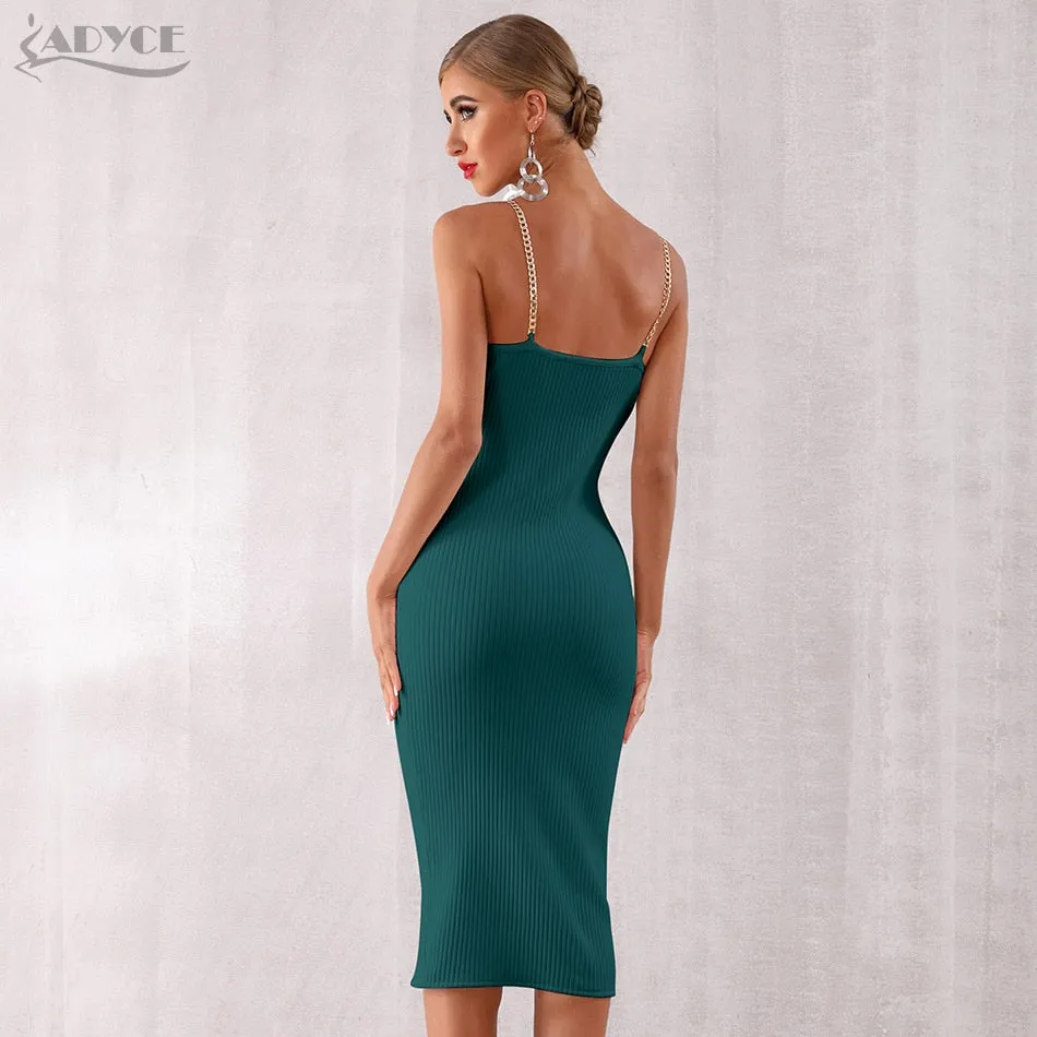 Adyce 2020 Neue Sommer Frauen Bodycon Verband Kleid Sexy Kette Spaghetti Strap Club Kleid Berühmtheit Abend Party Kleider Vestidos