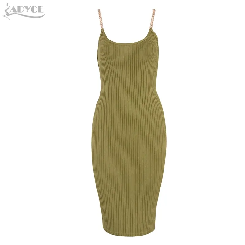 Adyce 2020 Neue Sommer Frauen Bodycon Verband Kleid Sexy Kette Spaghetti Strap Club Kleid Berühmtheit Abend Party Kleider Vestidos