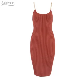 Adyce 2020 Neue Sommer Frauen Bodycon Verband Kleid Sexy Kette Spaghetti Strap Club Kleid Berühmtheit Abend Party Kleider Vestidos