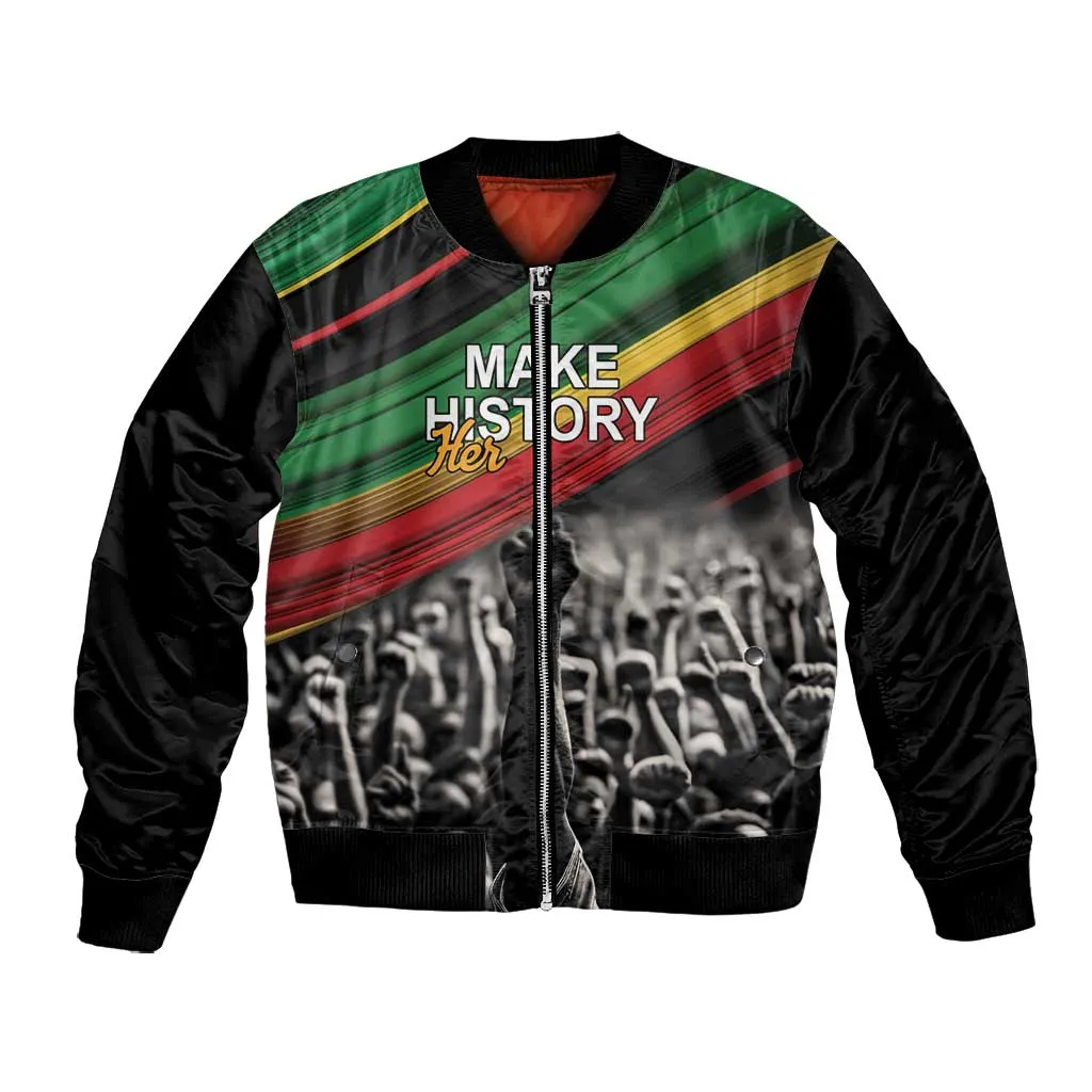 African-American History Month Bomber Jacket Black Power Hand Make His-Herstories LT9