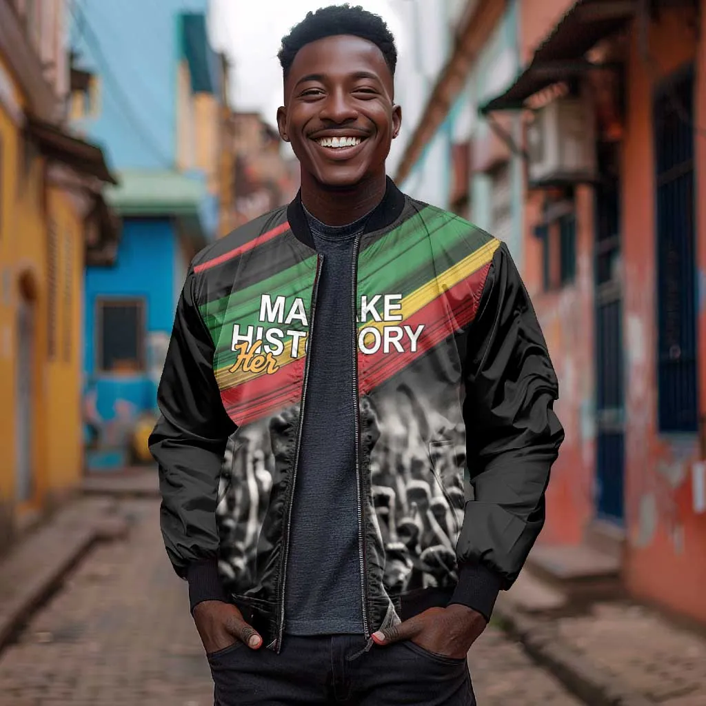 African-American History Month Bomber Jacket Black Power Hand Make His-Herstories LT9