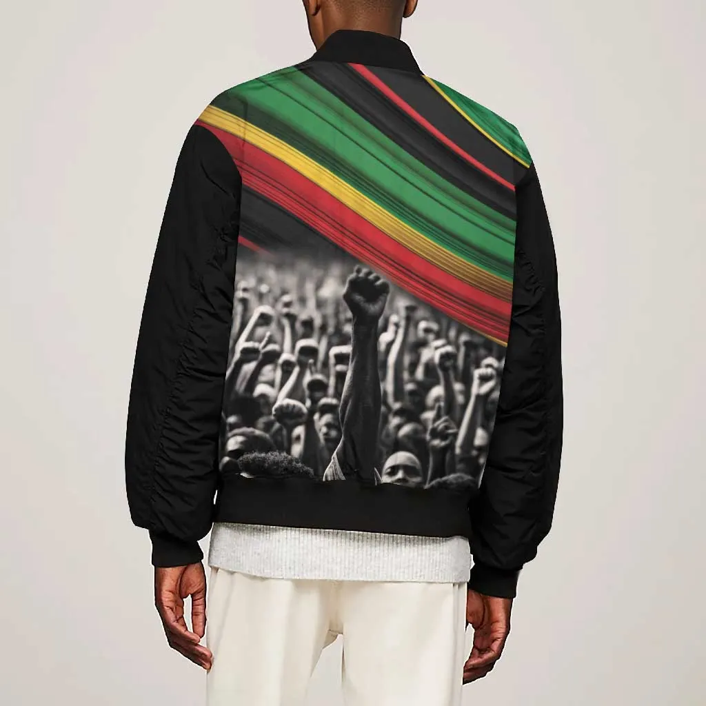 African-American History Month Bomber Jacket Black Power Hand Make His-Herstories LT9