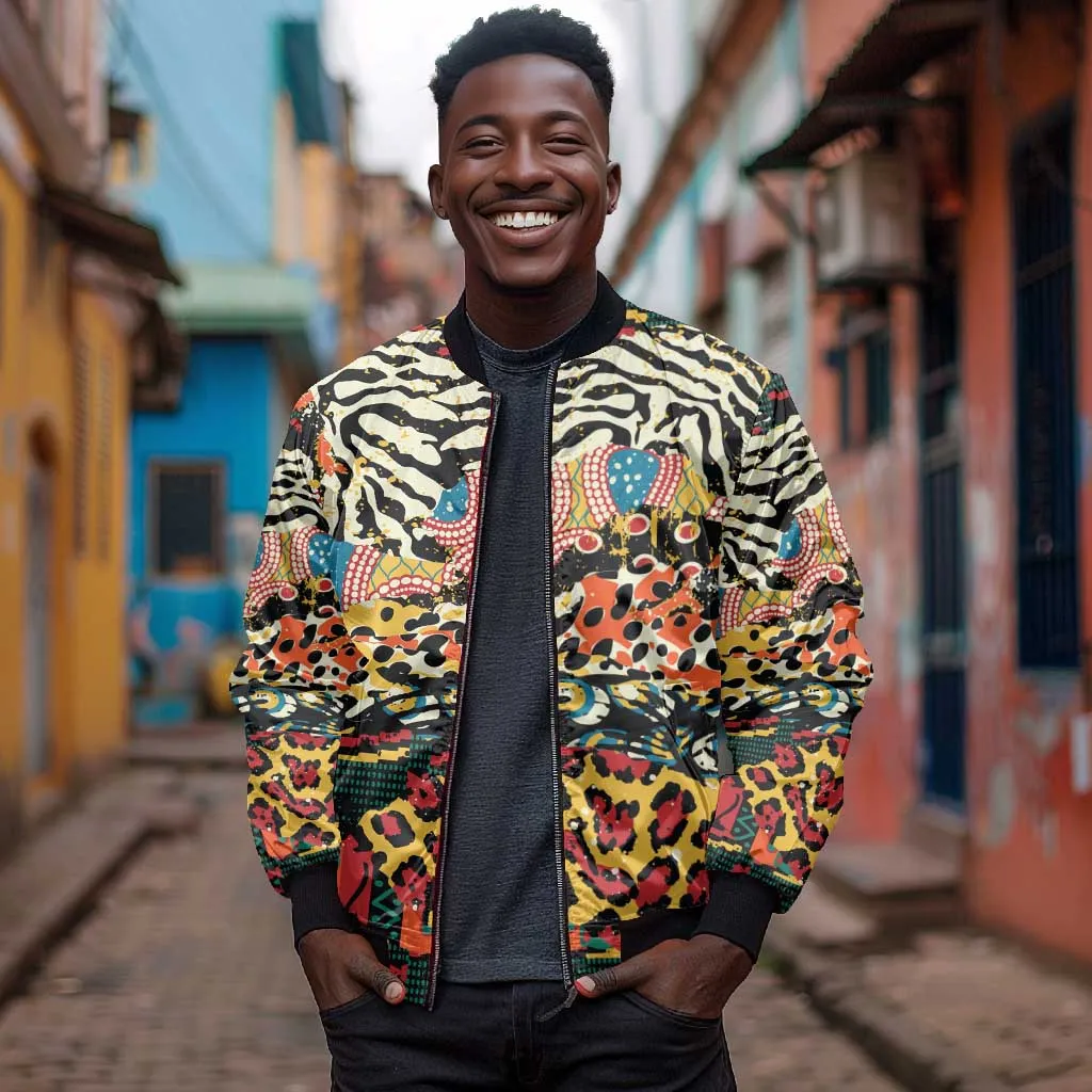 African Wildlife Bomber Jacket Animal Pattern DT02