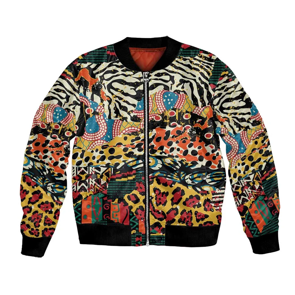 African Wildlife Bomber Jacket Animal Pattern DT02