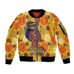 African Women Sleeve Zip Bomber Jacket She Believed She Could So She Did DT03