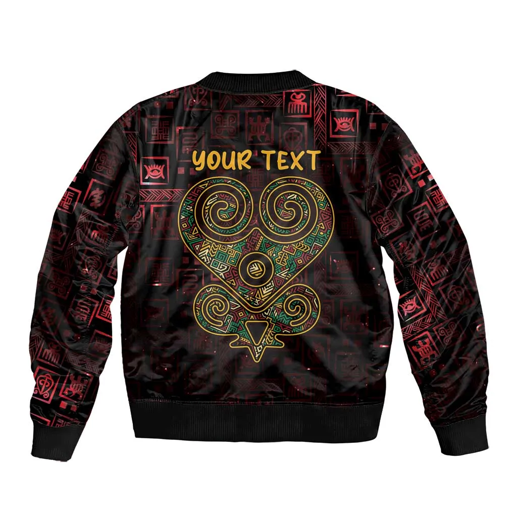 Afro-American Culture Bomber Jacket Adinkra Sankofa Heart - Cosmic Red LT7