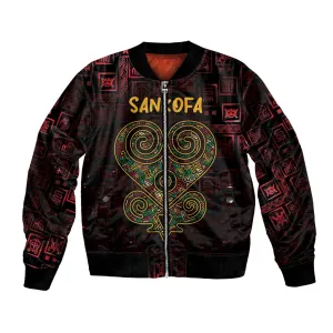 Afro-American Culture Bomber Jacket Adinkra Sankofa Heart - Cosmic Red LT7