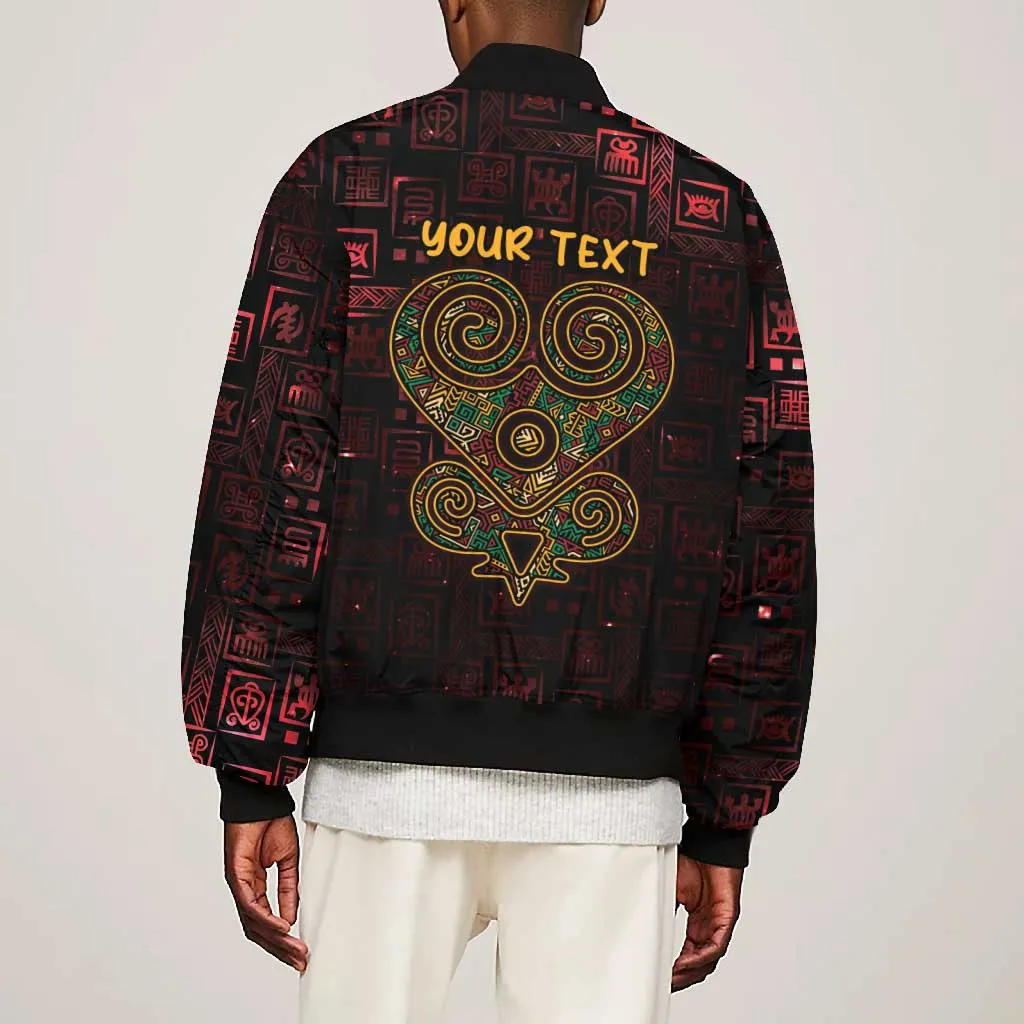 Afro-American Culture Bomber Jacket Adinkra Sankofa Heart - Cosmic Red LT7