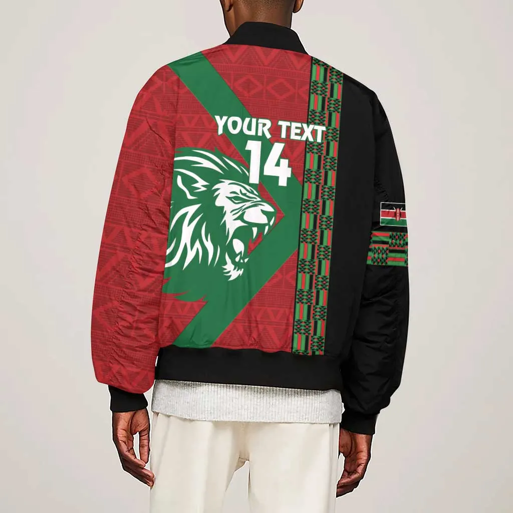 Afro Kenya Rugby Custom Sleeve Zip Bomber Jacket Go Lionesses - African Pattern LT14