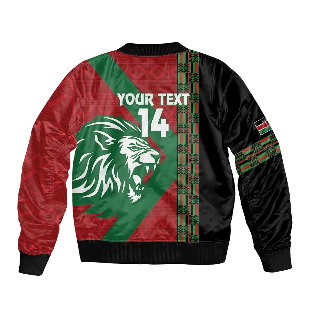 Afro Kenya Rugby Custom Sleeve Zip Bomber Jacket Go Lionesses - African Pattern LT14