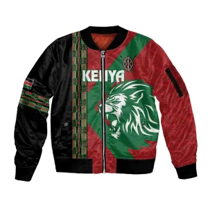 Afro Kenya Rugby Custom Sleeve Zip Bomber Jacket Go Lionesses - African Pattern LT14