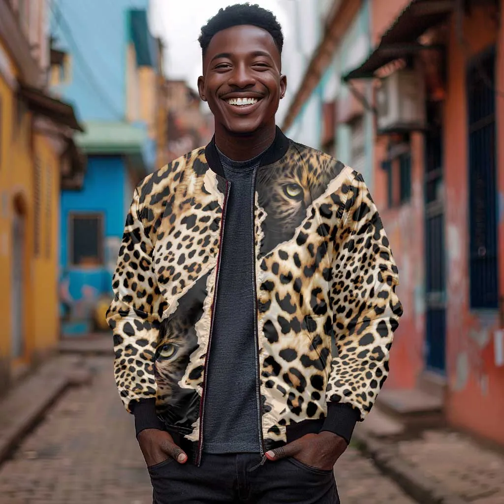 Afro Leopard Skin Pattern Bomber Jacket Version 02 LT9