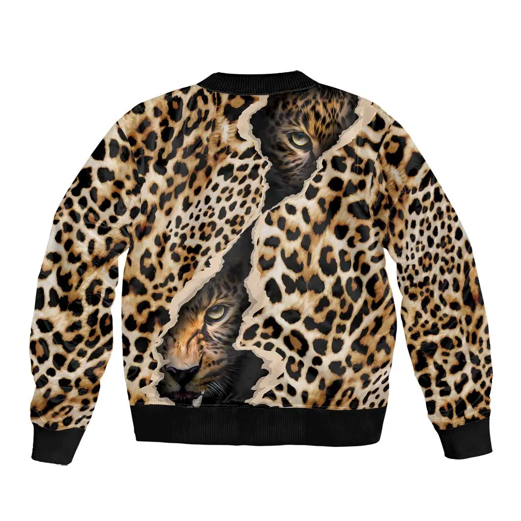 Afro Leopard Skin Pattern Bomber Jacket Version 02 LT9