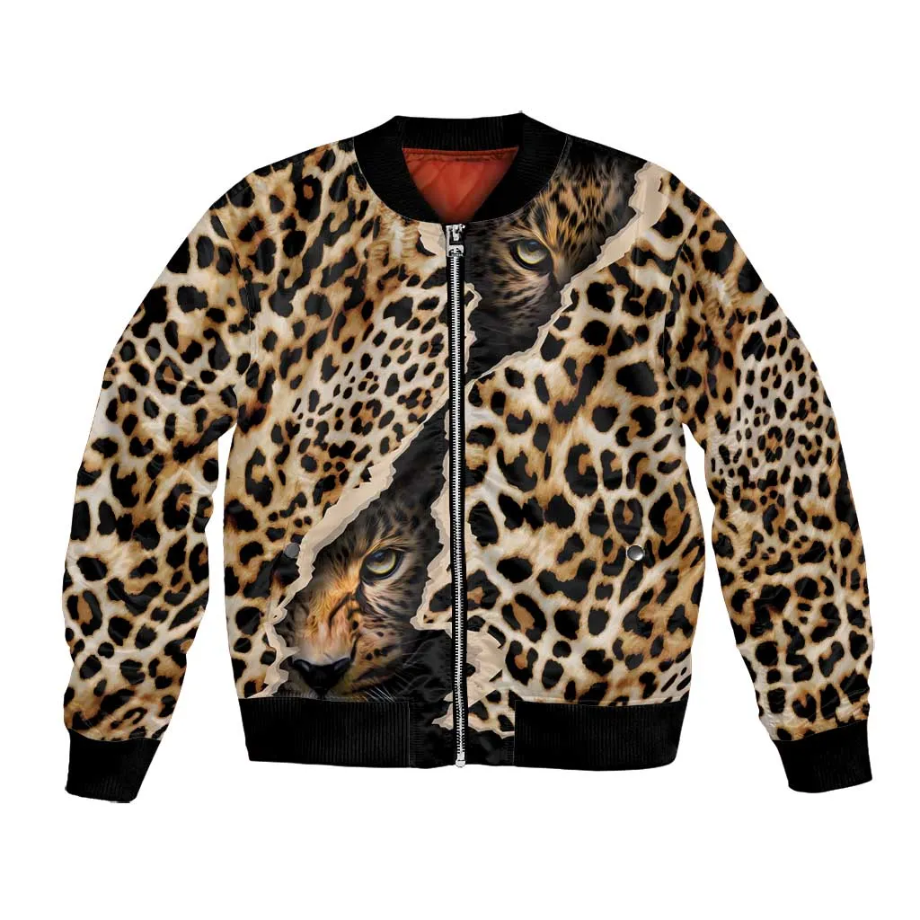 Afro Leopard Skin Pattern Bomber Jacket Version 02 LT9