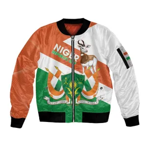 Afro Niger Sleeve Zip Bomber Jacket Dama Gazelle African Pattern - Republic Day LT14