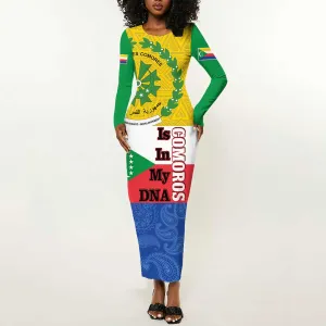 Afro Paisley Udzima wa Komori Long Sleeve Bodycon Dress Comoros Is In My DNA LT14