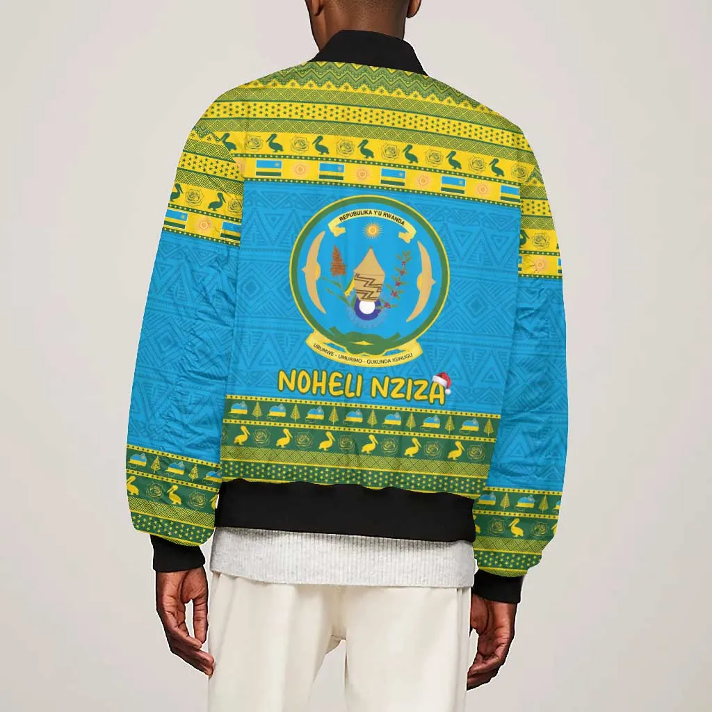 Afro Rwanda Christmas Bomber Jacket Noheli Nziza Coat Of Arms - African Pattern LT15