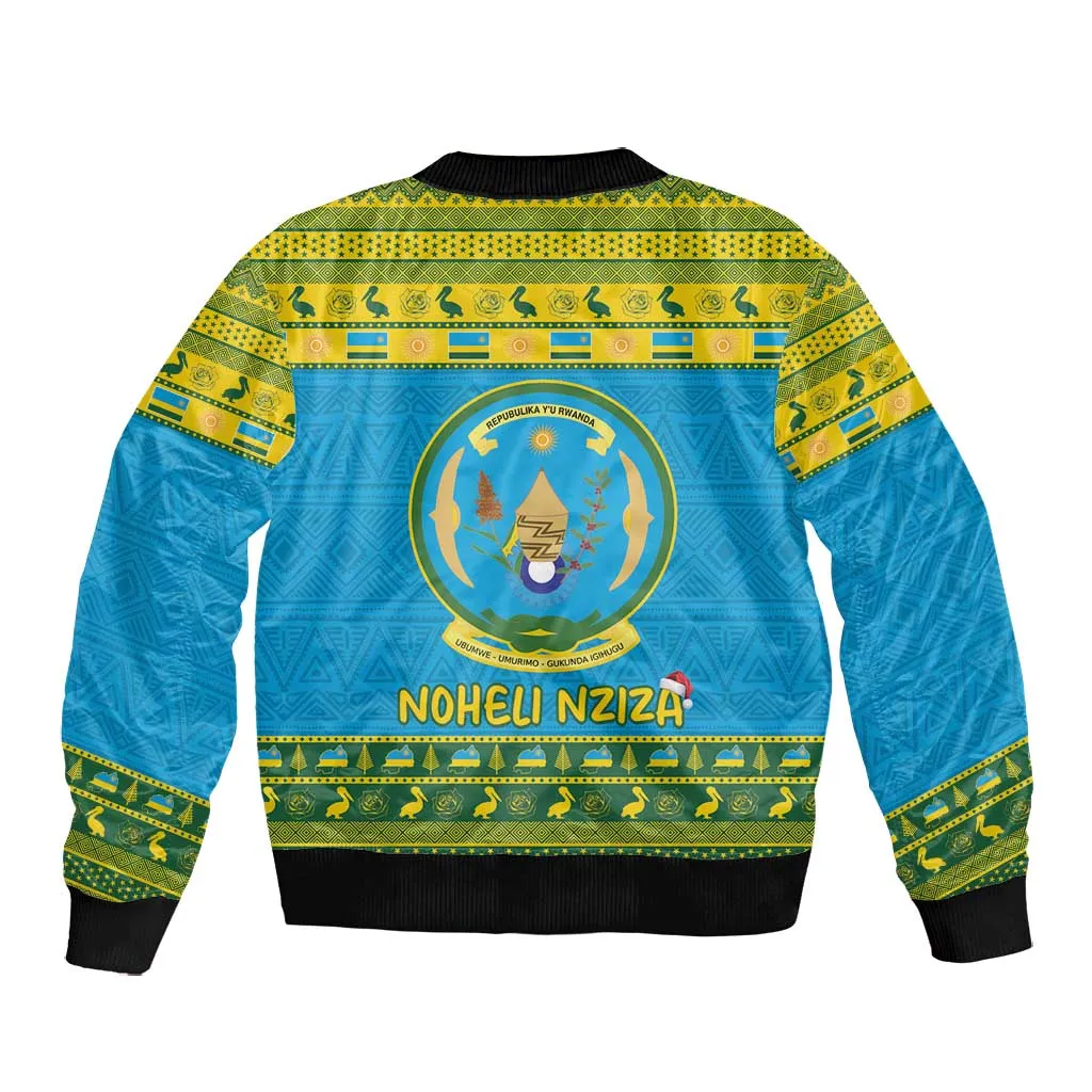 Afro Rwanda Christmas Bomber Jacket Noheli Nziza Coat Of Arms - African Pattern LT15