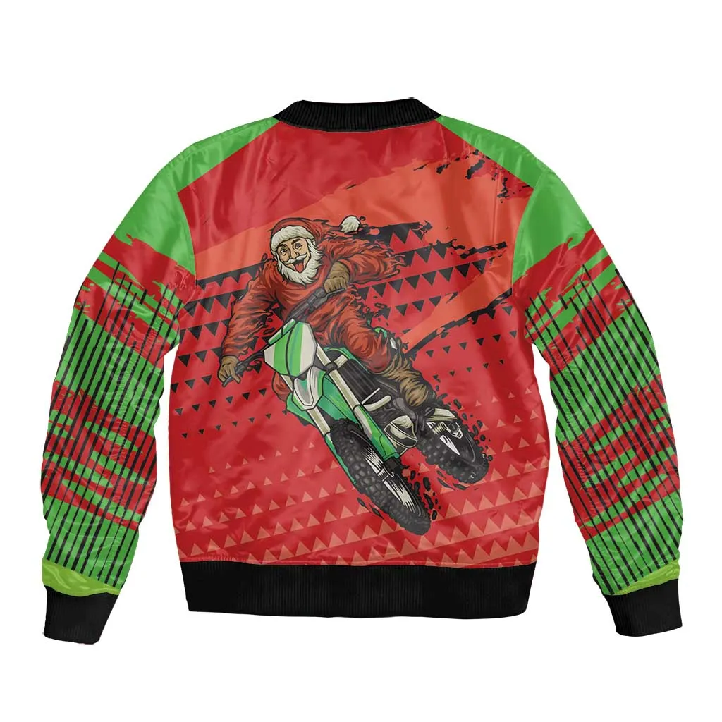 Afro Santa Braaap Bomber Jacket Motorcross Christmas DT03