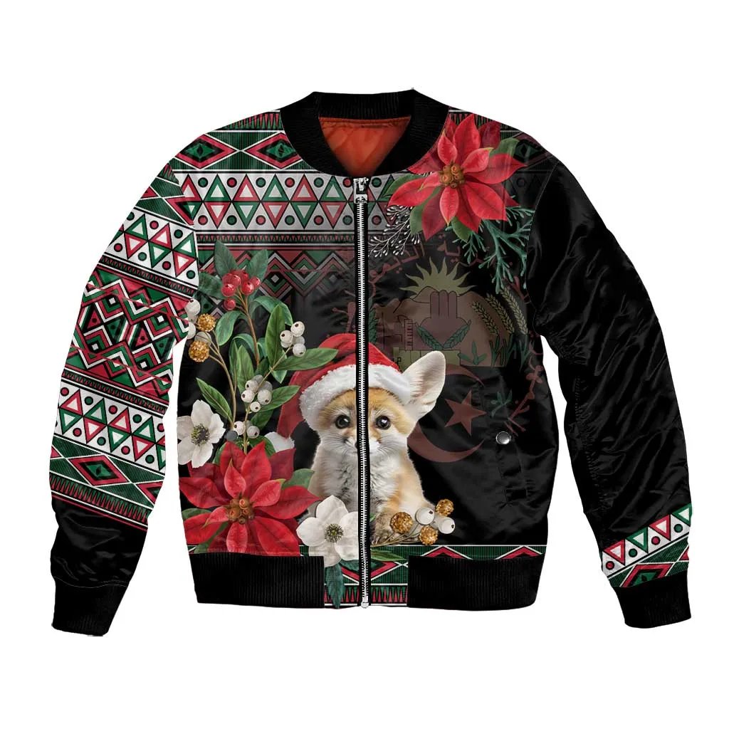 Algeria Christmas Personalized Bomber Jacket Fennec Fox Santa and Traditional Pattern LT9