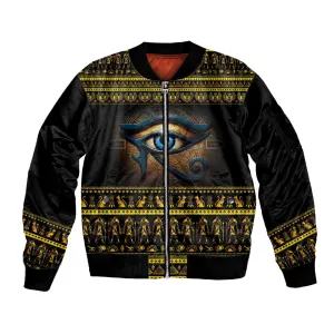 Ancient Egypt Eye Of Ra Sleeve Zip Bomber Jacket Sun To The Egyptians LT14