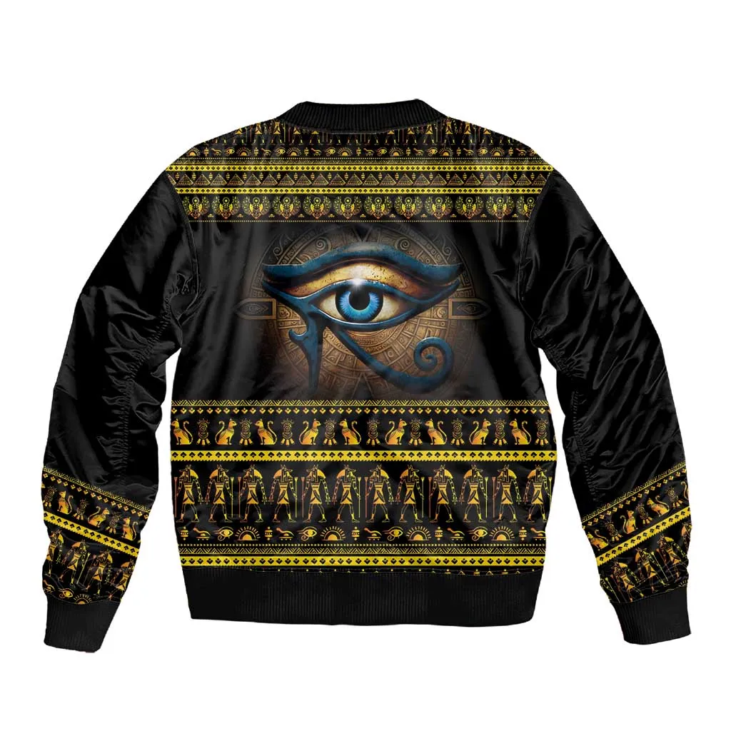 Ancient Egypt Eye Of Ra Sleeve Zip Bomber Jacket Sun To The Egyptians LT14