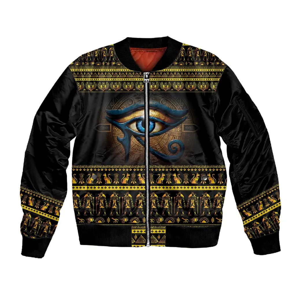 Ancient Egypt Eye Of Ra Sleeve Zip Bomber Jacket Sun To The Egyptians LT14