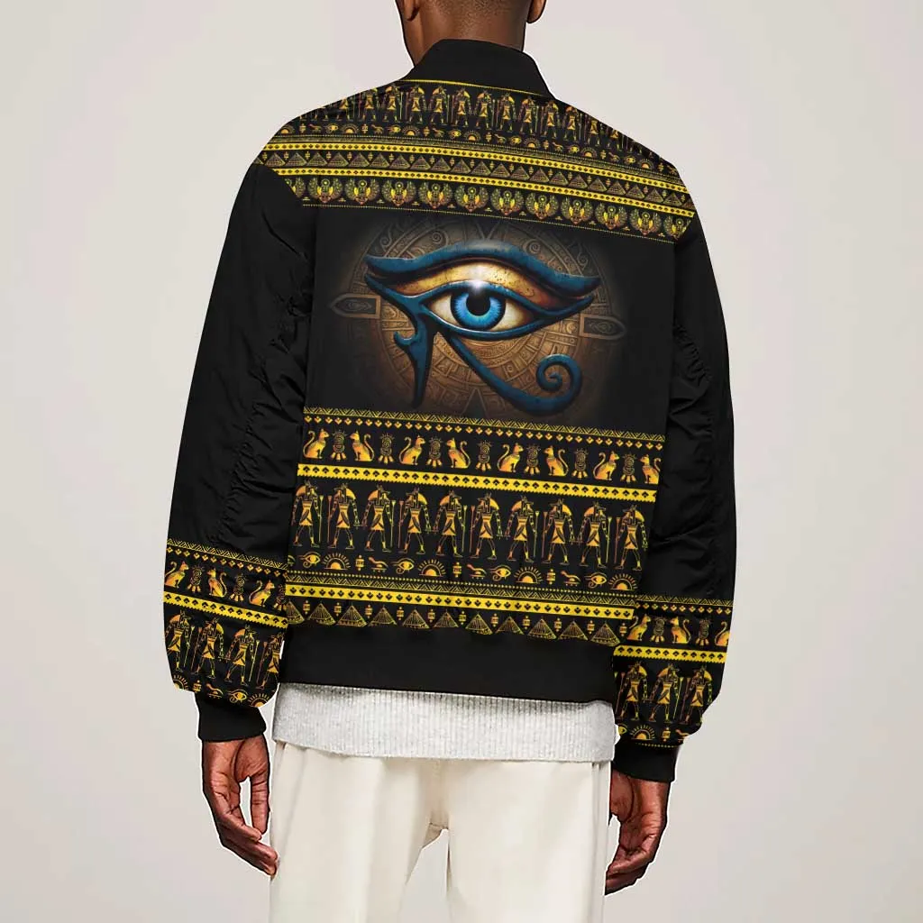 Ancient Egypt Eye Of Ra Sleeve Zip Bomber Jacket Sun To The Egyptians LT14