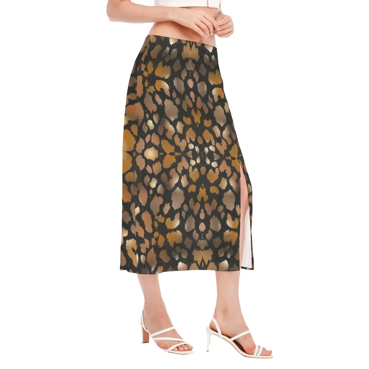 Animal Print High Slit Long Skirt No Pockets up to 2 XL (FWS)