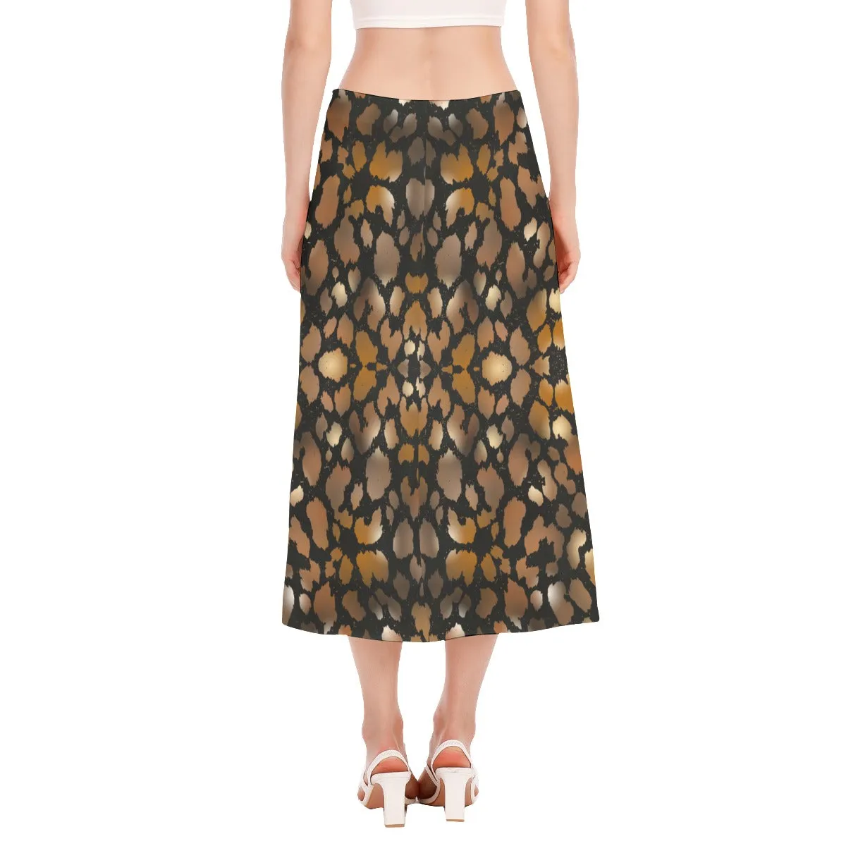 Animal Print High Slit Long Skirt No Pockets up to 2 XL (FWS)