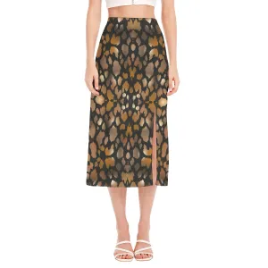 Animal Print High Slit Long Skirt No Pockets up to 2 XL (FWS)