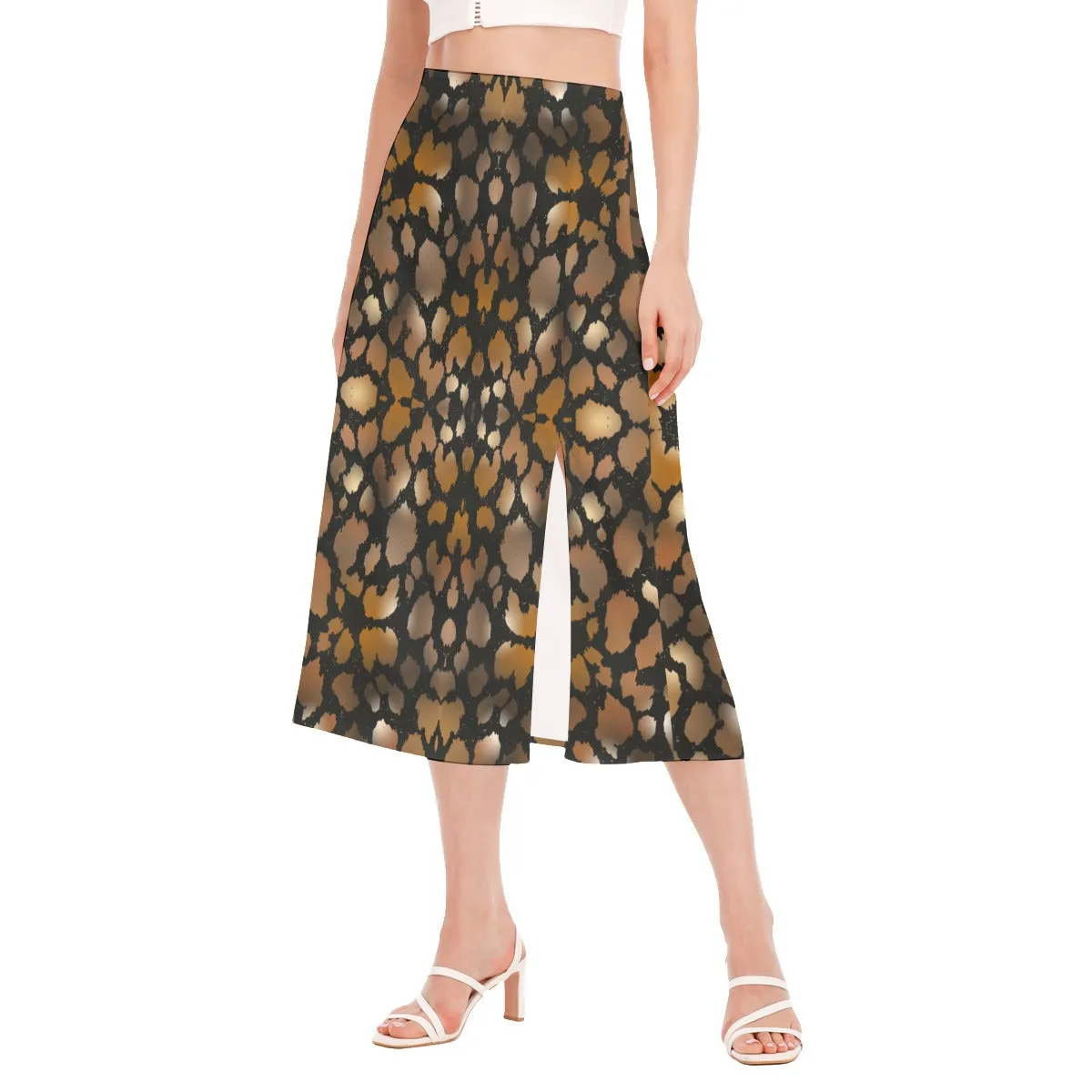 Animal Print High Slit Long Skirt No Pockets up to 2 XL (FWS)