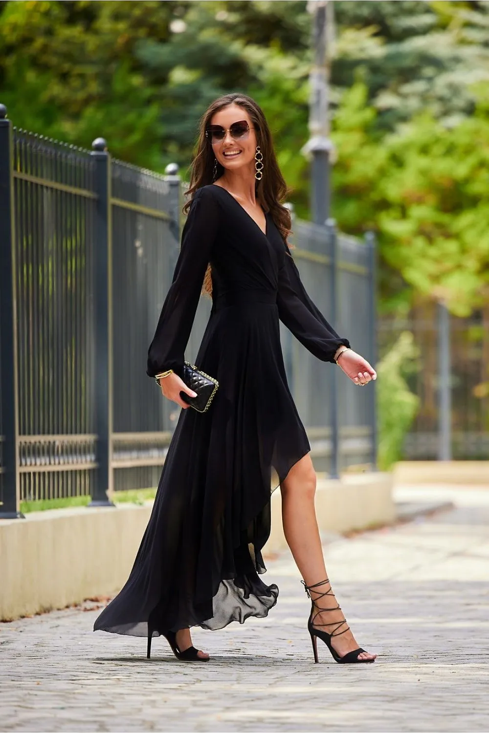 Asymmetrical Flared Maxi Gown