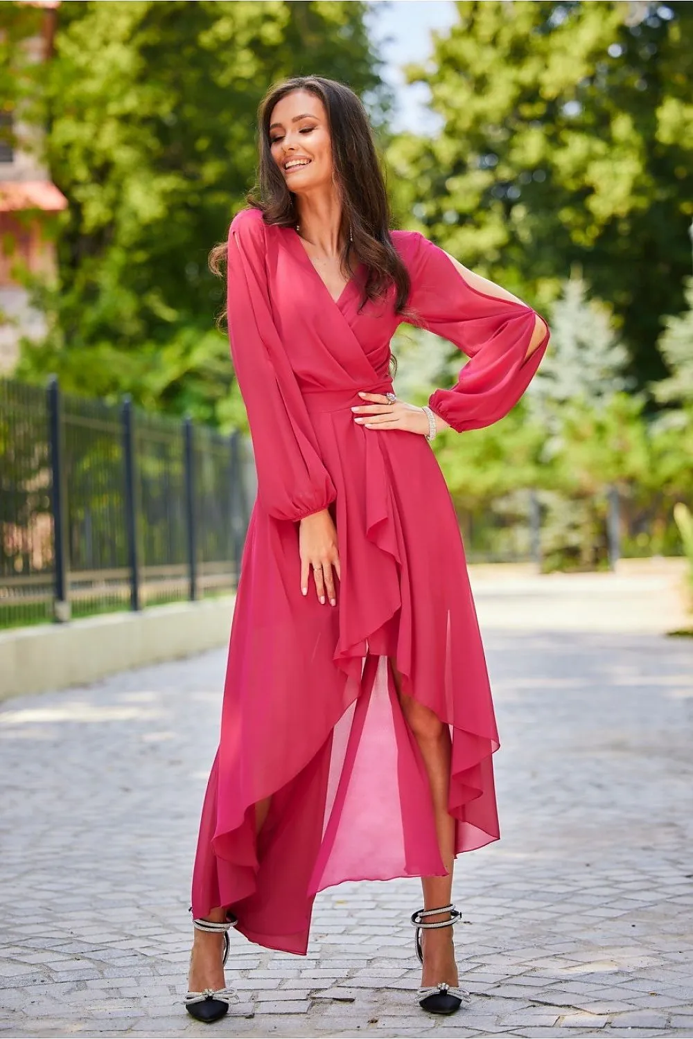 Asymmetrical Flared Maxi Gown