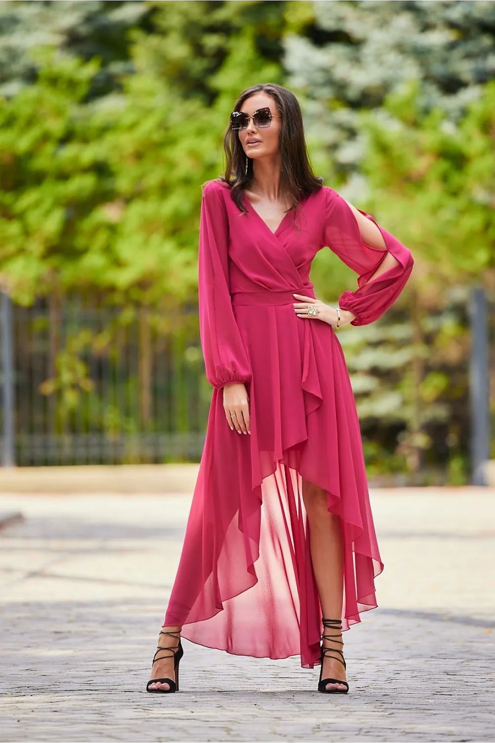 Asymmetrical Flared Maxi Gown