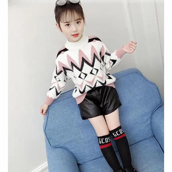 Autumn and Winter Thick Sweater Girl Slim Long-sleeved Bottoming Blouse Children's Sweater