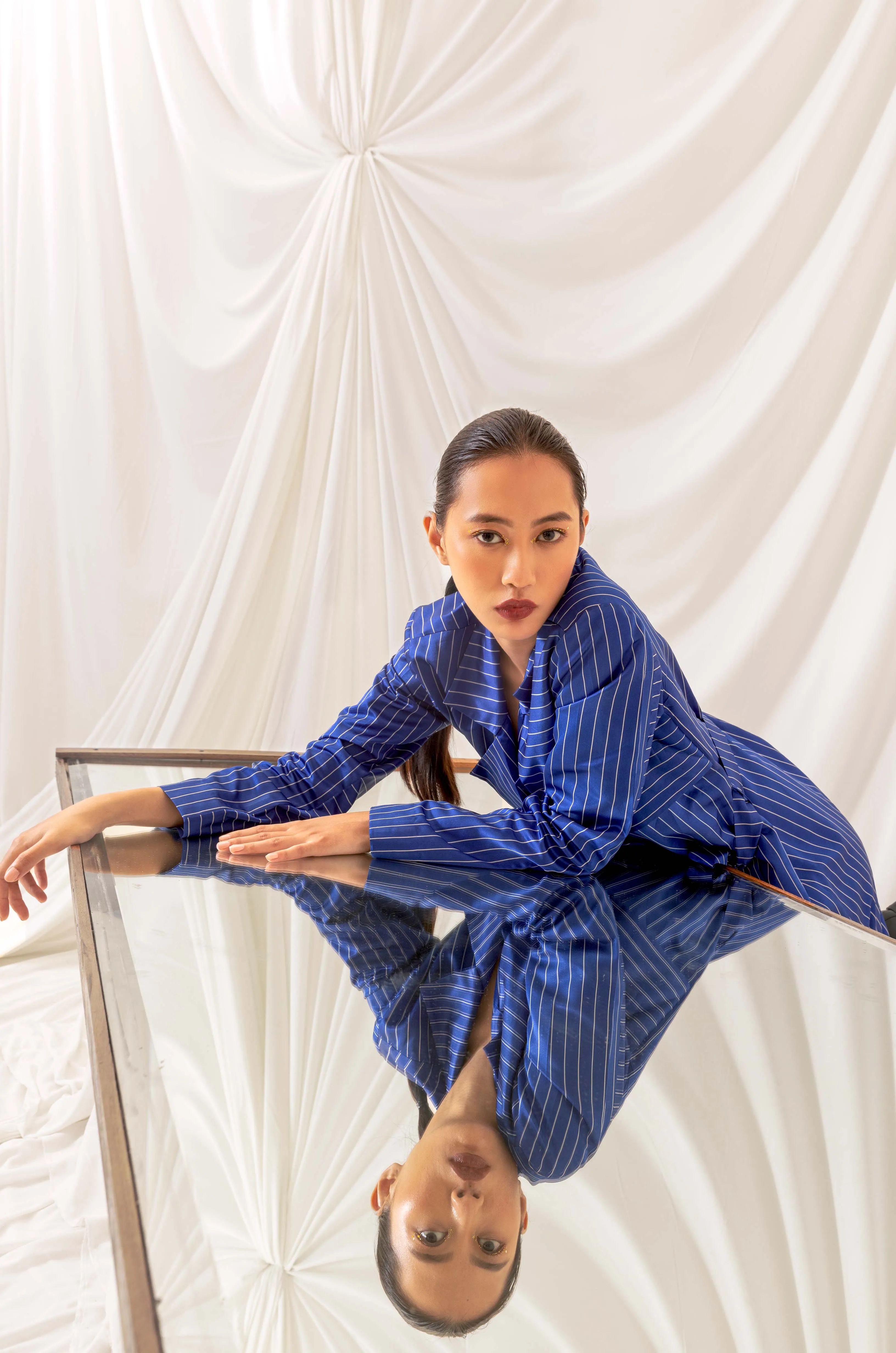 Azure Stripe Trench Dress