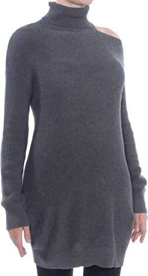 bar III | Cold-Shoulder Sweater Tunic | Medium Heather Grey