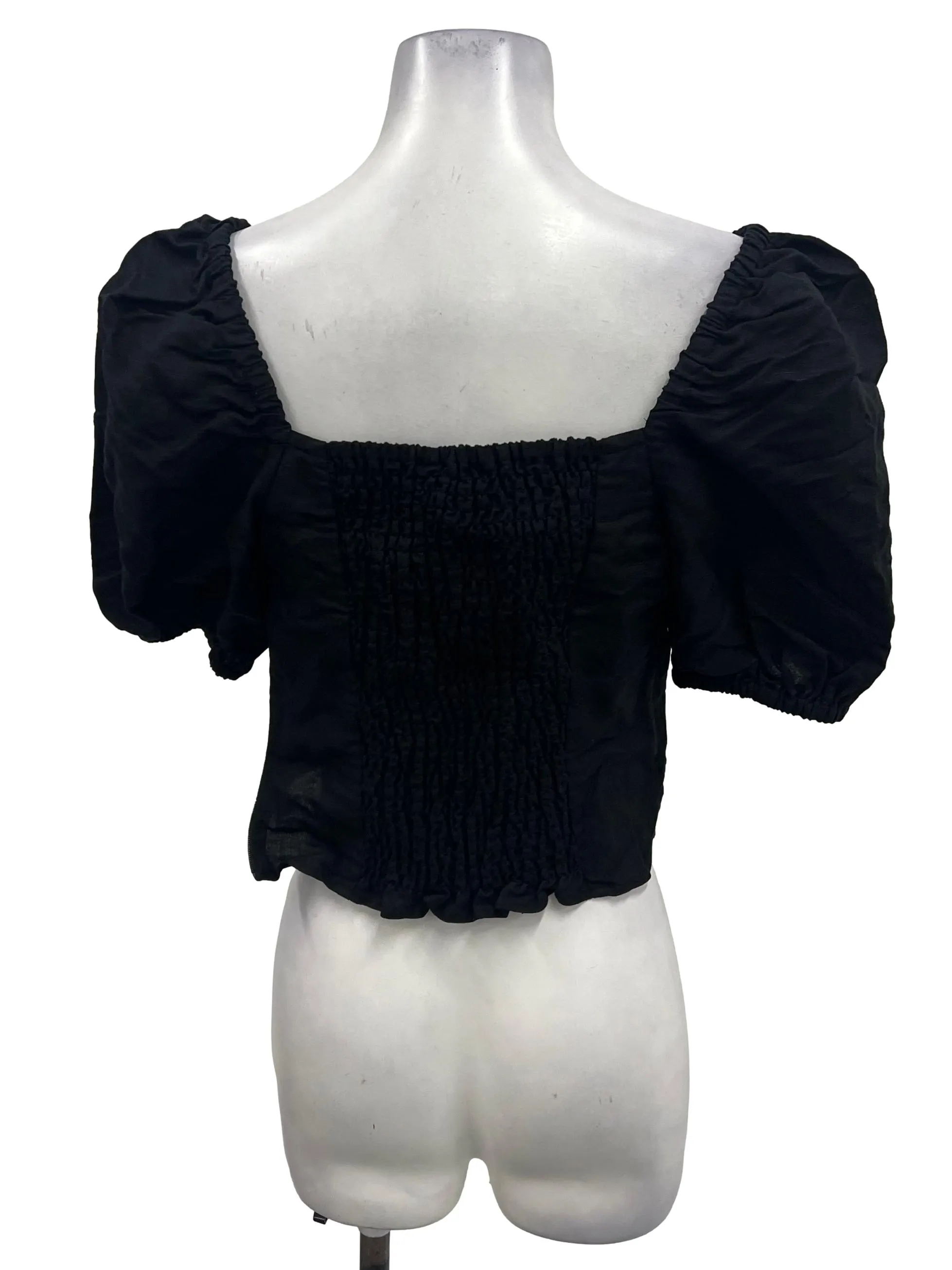 Black Puff Sleeve Top