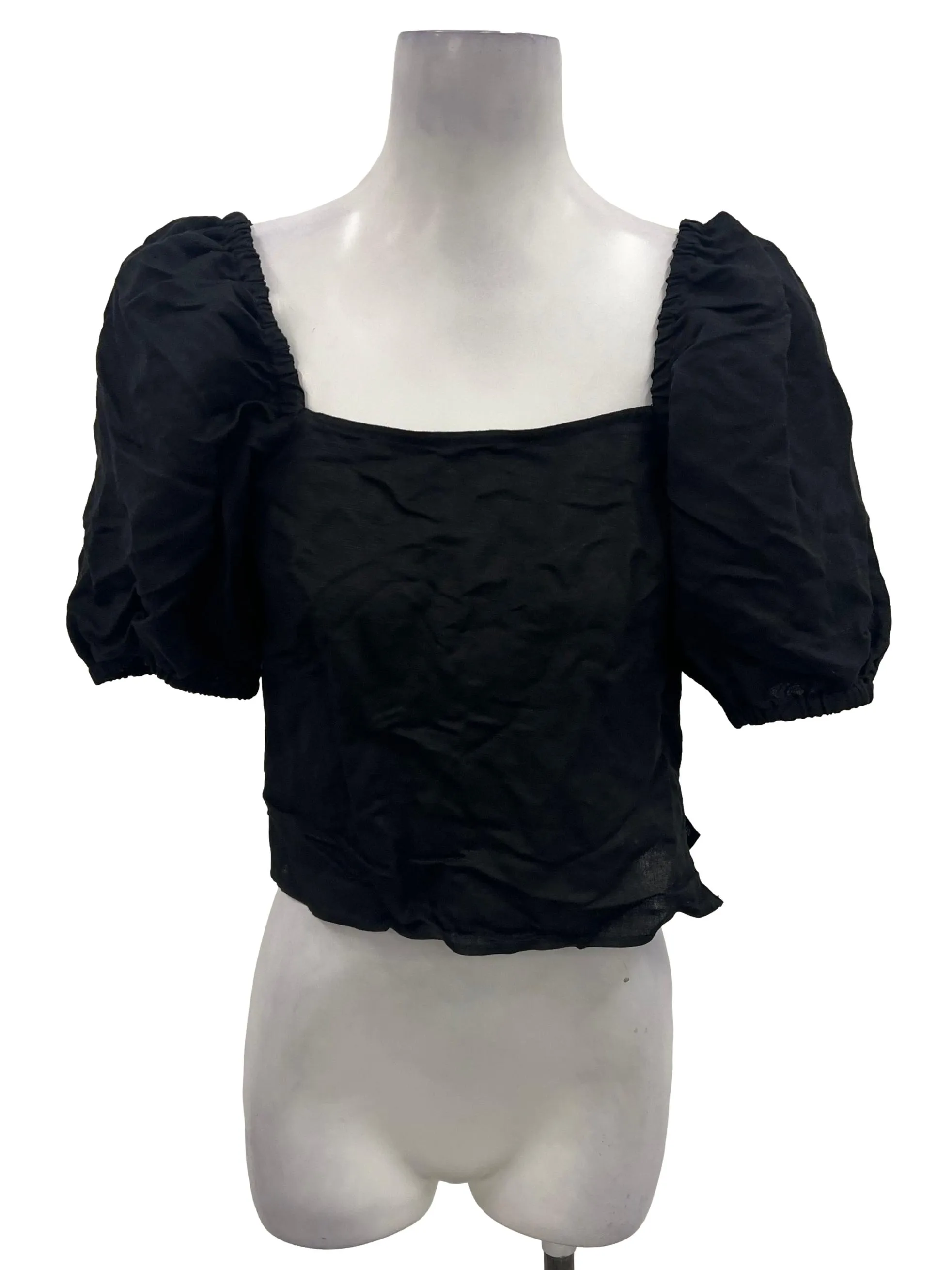 Black Puff Sleeve Top