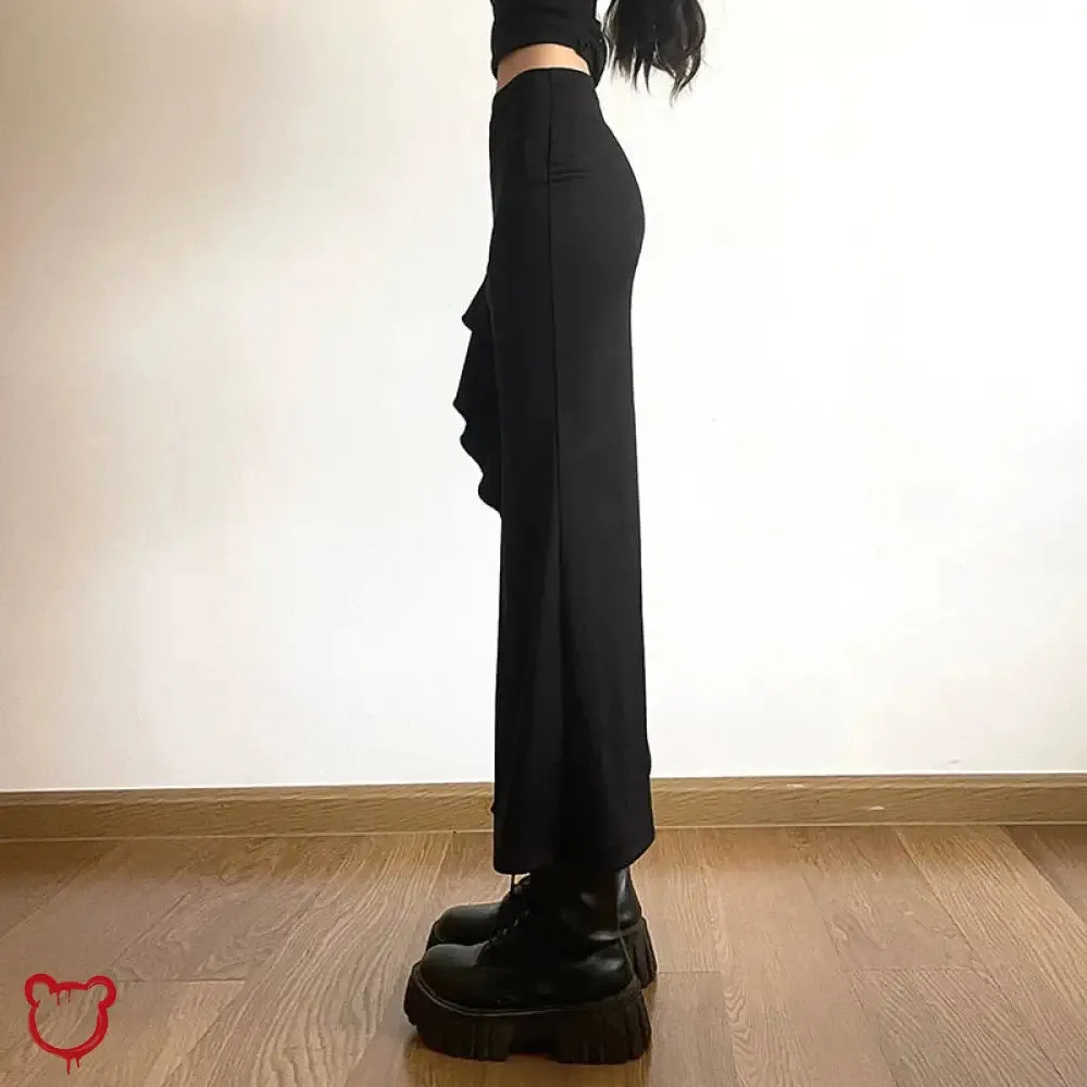 Black Split Ruffle Skirt