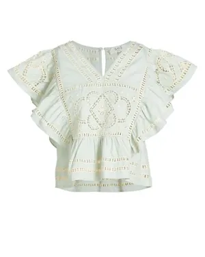 Blue Blaire Eyelet Flutter Sleeve Top