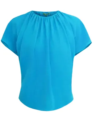 Blue Crinkle Georgette O Neck Oracle Blouse