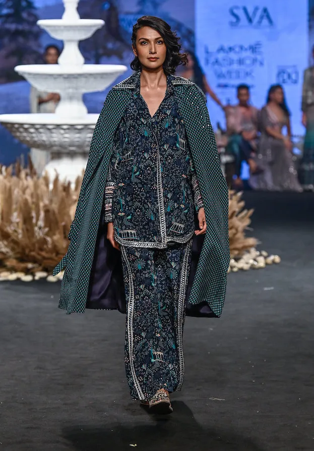 Blue Shirt With Pant And Trench Coat