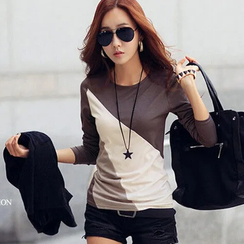 Blusas Femininas Autumn Women Long Sleeve Tunic Blouses Shirts Ladies Casual Patchwork O-Neck Shirts Tops Plus Size