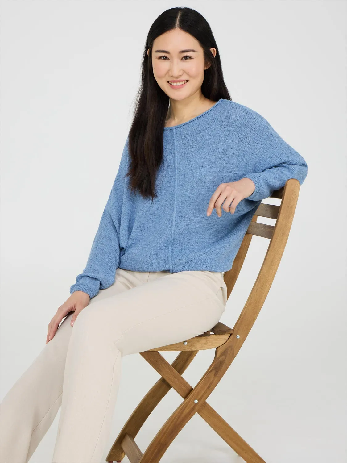 Boat Neck Dolman Sleeve Sweater